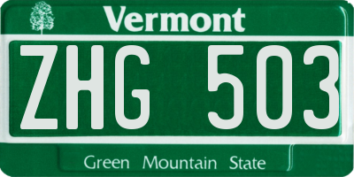 VT license plate ZHG503