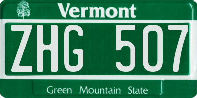 VT license plate ZHG507