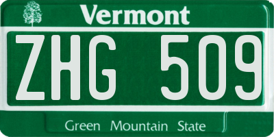 VT license plate ZHG509