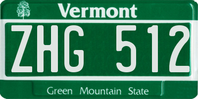VT license plate ZHG512