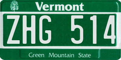 VT license plate ZHG514