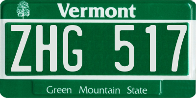VT license plate ZHG517