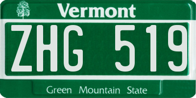 VT license plate ZHG519