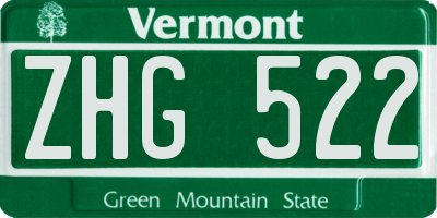 VT license plate ZHG522