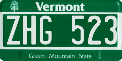 VT license plate ZHG523