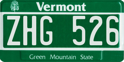 VT license plate ZHG526