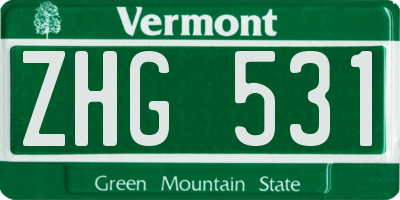 VT license plate ZHG531