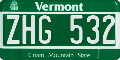 VT license plate ZHG532