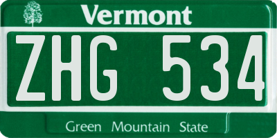 VT license plate ZHG534