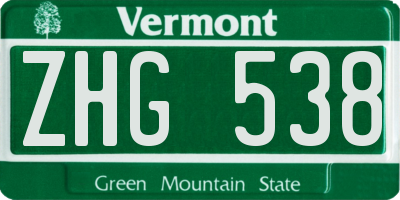 VT license plate ZHG538