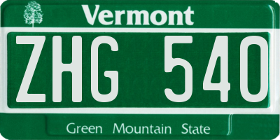 VT license plate ZHG540
