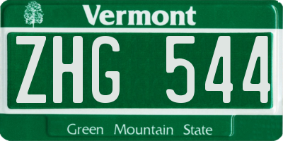 VT license plate ZHG544