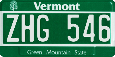 VT license plate ZHG546