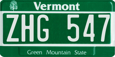 VT license plate ZHG547