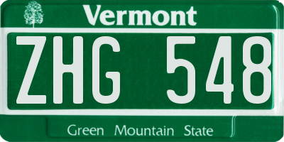 VT license plate ZHG548