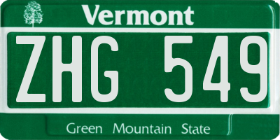 VT license plate ZHG549