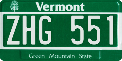 VT license plate ZHG551