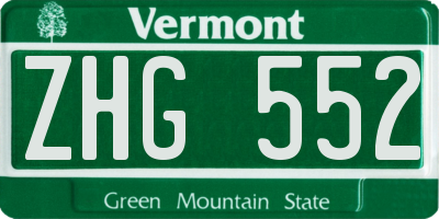 VT license plate ZHG552
