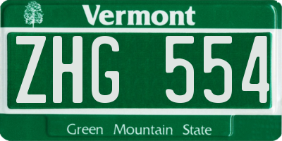 VT license plate ZHG554