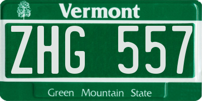 VT license plate ZHG557