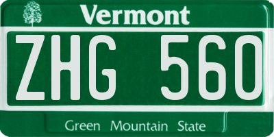 VT license plate ZHG560