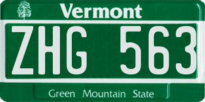 VT license plate ZHG563