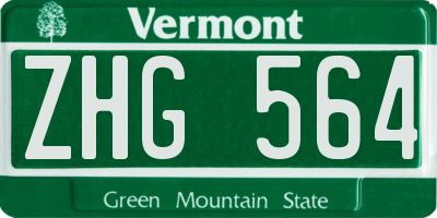 VT license plate ZHG564
