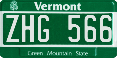 VT license plate ZHG566