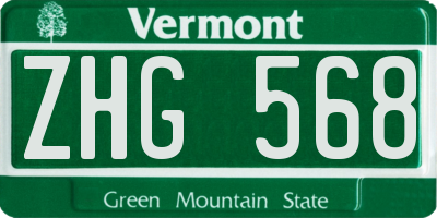 VT license plate ZHG568