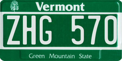 VT license plate ZHG570