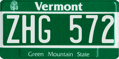 VT license plate ZHG572
