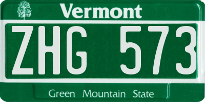 VT license plate ZHG573