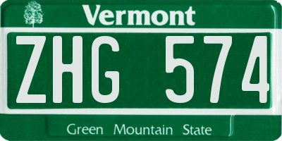 VT license plate ZHG574