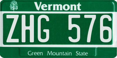 VT license plate ZHG576