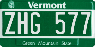 VT license plate ZHG577