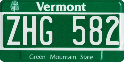 VT license plate ZHG582