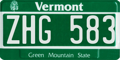 VT license plate ZHG583