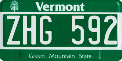 VT license plate ZHG592