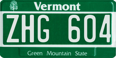 VT license plate ZHG604