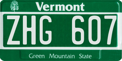 VT license plate ZHG607