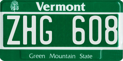 VT license plate ZHG608