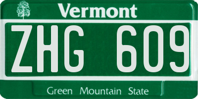 VT license plate ZHG609