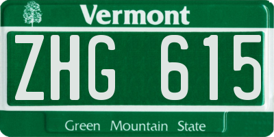 VT license plate ZHG615