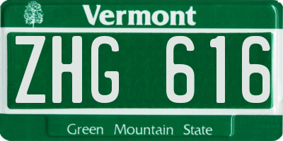 VT license plate ZHG616