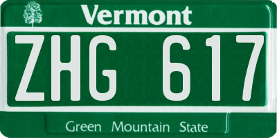 VT license plate ZHG617