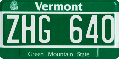 VT license plate ZHG640