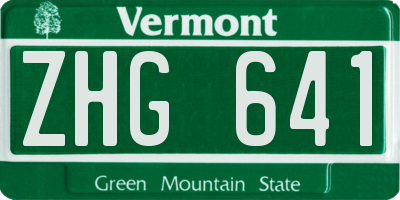 VT license plate ZHG641
