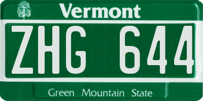 VT license plate ZHG644