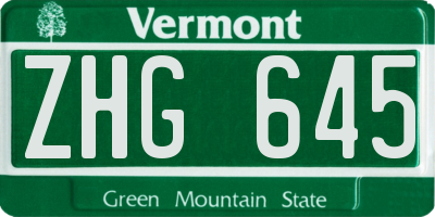 VT license plate ZHG645
