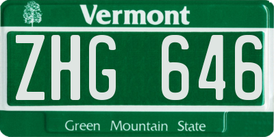 VT license plate ZHG646